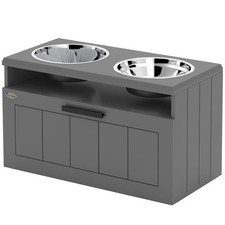 PawHut Elevated Dog Bowls - Large Breed Raised Dogs Bowl Stand with 2 Stainle... picture