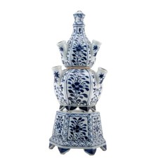 NEW CHINESE ORIENTAL BLUE AND WHITE PORCELAIN HEXAGON TULIPIERE FLOWER VASE picture