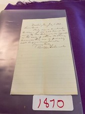 CIVIL WAR GENERAL ROBERT SCHENCK NOTE TO FELLOW GENERAL 1866 WASHINGTON # 1870 picture