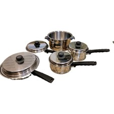 Lifetime T304 USA Stainless Steel Cookware 9 Piece Set Excellent Condition picture