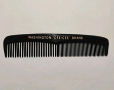 Vtg Washington Dee Cee Brand Comb Plastic Pocket Black Advertising 5