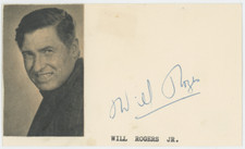 Will Rogers Jr Politician Autographed Signed Index Card AMCo COA 27838 picture