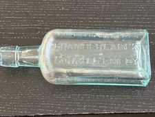 1900's  Aqua Blue Chamberlain's Company Glass Cough Remedy Medicine Bottle picture