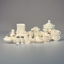 FENTON MILK GLASS HOBNAIL YOU CHOOSE Epergne Bowls Butter Vase Salt Compote Bell picture