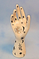 Ceramic Standing Hand with Stars and Spiral Images Black & White 9
