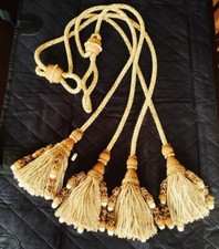 2 Pair handmade double tassel drapery curtain tiebacks - acorns - passementerie picture