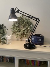 Vintage Industrial Swing Arm Articulating Drafting Desk Lamp Light Black W/ Base picture