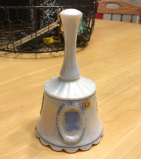 Vintage Westmoreland Milk Glass Bell Pearl Iridescent Handpainted Blue Cameo picture