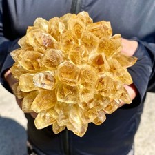 1.9LB Natural best yellow crystal ore cluster flower healing specimen picture