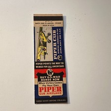 Fly Your Own Piper Cub Airplane Army Navy & CAP Vintage Matchbook Cover 5MB126-2 picture
