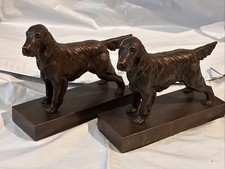 Antique 1920's Pair Signed Jennings Brothers Bronze Irish Setters Bookends picture