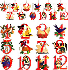 24 Pieces 12 Days of Christmas Ornaments 12-Days of Christmas Wooden Hanging Orn picture