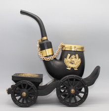 Vintage Bong Ho Cognac Pipe Decanter Bottle Horse Carriage Barware Liquor picture