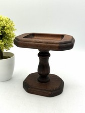 Vintage Three Mountaineers Wood Pedestal Candle Holder Asheville NC Primitive picture