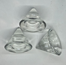 Vintage Clear Glass Cone Candle Holders or Paperweight Set of Three Tea Light picture