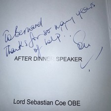 Sebastian Coe Track Field Athlete Runner Olympic Medal Politician Autograph 2006 picture