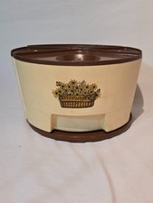 Vintage 1970s Sterilite 1591 Lazy Susan Canister Set Wedge Flower Basket Brown picture