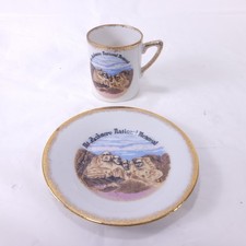 Vtg Travel Souvenir Mt Rushmore National Memorial Miniature Plate and Cup picture