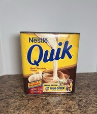 VINTAGE 1980's Nestle Quik Tin Cardboard Container 1987 US Ski Team No Lid Bunny picture