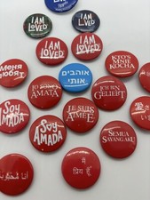 I Am Loved Buttons 19 Piece Lot Multiple Language French German Italian Russian picture