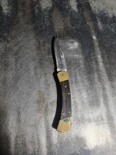 Vintage Buck 110 Folding Hunter Knife 2-Dot (1974-1980) USA Wood Brass Lockback picture