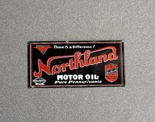 VINTAGE NORTHLAND MOTOR GASOLINE PORCELAIN SIGN CAR GAS TRUCK OIL MOTORCYCLE picture