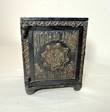 Rare Mistake Antique 1888 Cast Iron Security Safe Deposit lockable Still Bank picture
