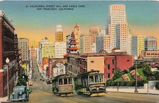 Postcard CA: California Street Hill & Cable Cars, San Francisco, Linen picture