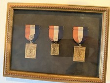 Vintage Daily Mirror NYC Dept of Parks Basketball Medals Framed Set of 3 picture