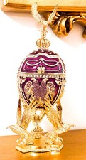 Byzantine Made In Greece Faberge egg Eagle Gold decor Greek Musical Jewelry box picture