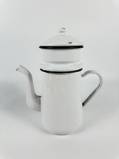 Vintage Biggin French Drip Coffee Pot White Enamel Black Trim Japan 8.5” picture
