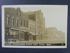 Ames Iowa IA Onondaga Street East Store Signs Real Photo Postcard RPPC 1913 picture