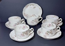 HTF SET OF 5 Haviland LIMOGES Chrysanthemum FLAT BOTTOM # 86 Cups & Saucers picture