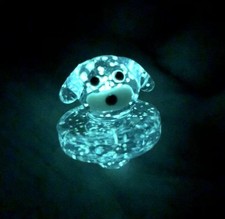 Glass Airflow Bubble Bowl Cap - Wide 20mm Glow in Dark Cute Dog Blue picture