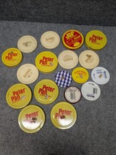 Vtg 1970s Peter Pan Peanut Butter Jar LIDS ONLY - LOT of 18 -  BAMA Welch JIF picture