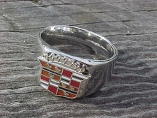 Cadillac Crest Silver Chrome Ring Size #13 NOS Unique Logo Hi-Quality Custom picture