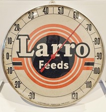 VINTAGE AGRICULTURE LARRO FEEDS ADVERTISING THERMOMETER  picture