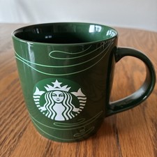 Starbucks 12 oz Green Swirl Ceramic Mug 2020 Siren Logo Coffee Tea Hot Cocoa picture