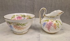 Vtg Royal Chelsea English Bone China Pitcher Sugar & Creamer Set Astilbe Floral picture