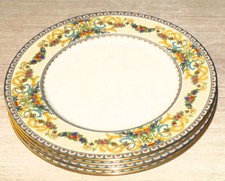 LENOX Renaissance Dinner Plate Set Four (4) Enameled Fruit & Scrolls Gold Trim picture