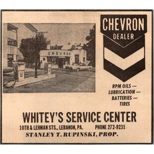 Whitey's Service Center Chevron Dealer RPM Oils 1972 Lebanon PA Clipping SAH4-8 picture