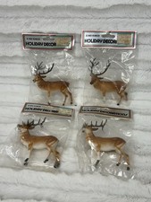 Vintage Hong Kong plastic reindeer set of 4 NOS Christmas decoration 1978 picture