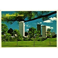 Vintage 1983 Houston Texas Skyline Postcard Astrocard Postally Used Crazy Horse picture