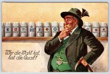 1910's WHOEVER HAS THE CHOICE IS SPOILED LOWENBRAU BEER ADVERTISING POSTCARD picture