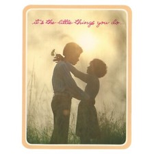 Vintage 1970s ROMANCE & LOVE Card, Sunset Black Couple by American Greetings +✉ picture