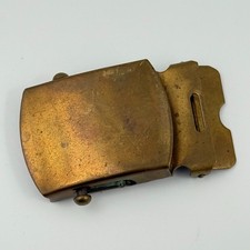 Vtg Solid Brass Military Army Belt Buckle Heavy Duty Made in USA picture