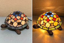 Quoizel Tiffany Style Stained Glass Turtle Lamp Night Light 2-Stage Vintage picture