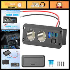 Dual Cigarette Lighter Socket 12V Splitter Panel 78W 12V USB Outlet Dual USB C P picture