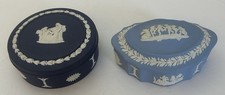 Two Wedgwood Jasperware Trinket Boxes; Blue and Dark Blue Cobalt picture