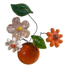 Vintage Gamut Designs Lucite Resin Yellow & Green Butterfly Flower Sculpture picture